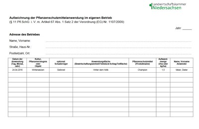 Aufzeichnungspflicht § 11 PflSchG